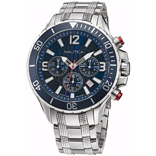 Наручные часы NAUTICA Chrono, серебряный, синий