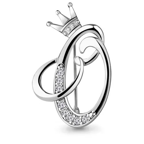 Серебряная брошь-буква О Aquamarine с фианитом А77337А