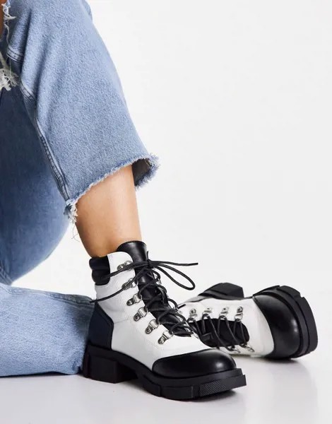 Черные ботинки на шнуровке с металлическими люверсами Miss Selfridge-Черный цвет
