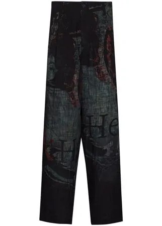 Yohji Yamamoto широкие брюки с принтом