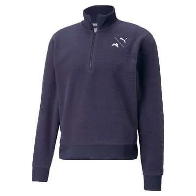 Puma Tracksmith X Fleece 14 Zip Jacket Mens Blue Casual Athletic Outerwear 52176
