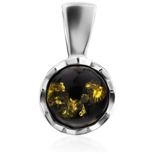 Amberholl Небольшой нежный кулон из серебра и янтаря зелёного цвета «Камелот»