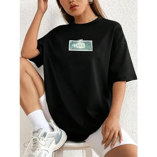 Футболка, 1 шт., размер 42-46 Oversize, черная