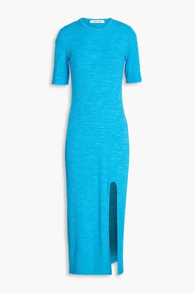 Платье миди из смесового джерси ECOVERO в рубчик космической окраски Samsøe Φ Samsøe, лазурный