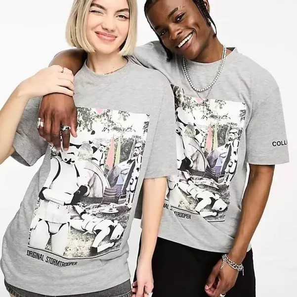 Футболка Collusion Unisex License With Storm Trooper Festival Print In Grey Marl, серый