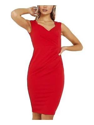Женское красное коктейльное облегающее платье выше колена без рукавов QUIZ 8