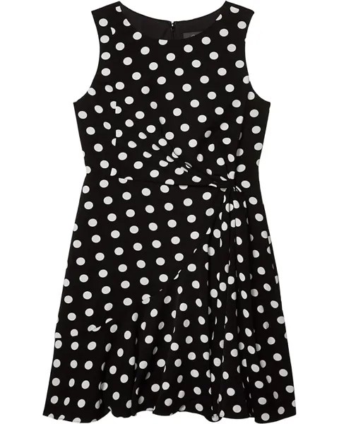 Платье Adrianna Papell Dot Printed Fit-and-Flare Dress, цвет Black/Ivory