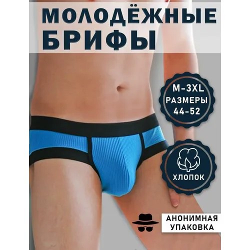 Трусы брифы , заниженная посадка, размер 46-48 XL, синий