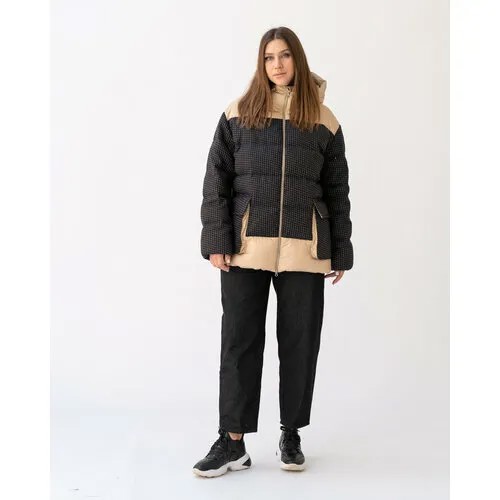 Куртка  Modress зимняя, средней длины, силуэт прямой, капюшон, карманы, размер 50, мультиколор