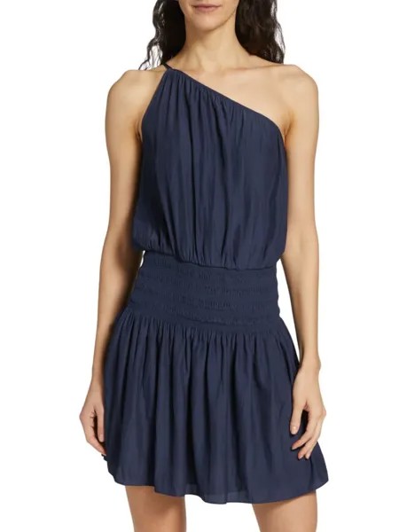 Мини-платье Leah на одно плечо со сборками Ramy Brook, цвет Spring Navy