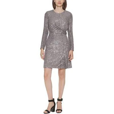 Женское серебряное коктейльное и праздничное платье Calvin Klein 12 BHFO 1677