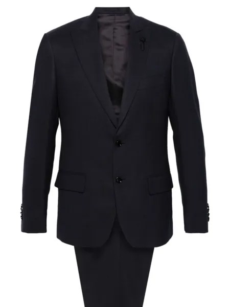 Шерстяной костюм с однобортным пиджаком Lardini, синий