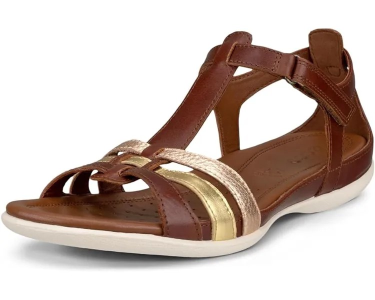 Сандалии ECCO Flash T-Strap, цвет Mink/Gold/Hammered Bronze