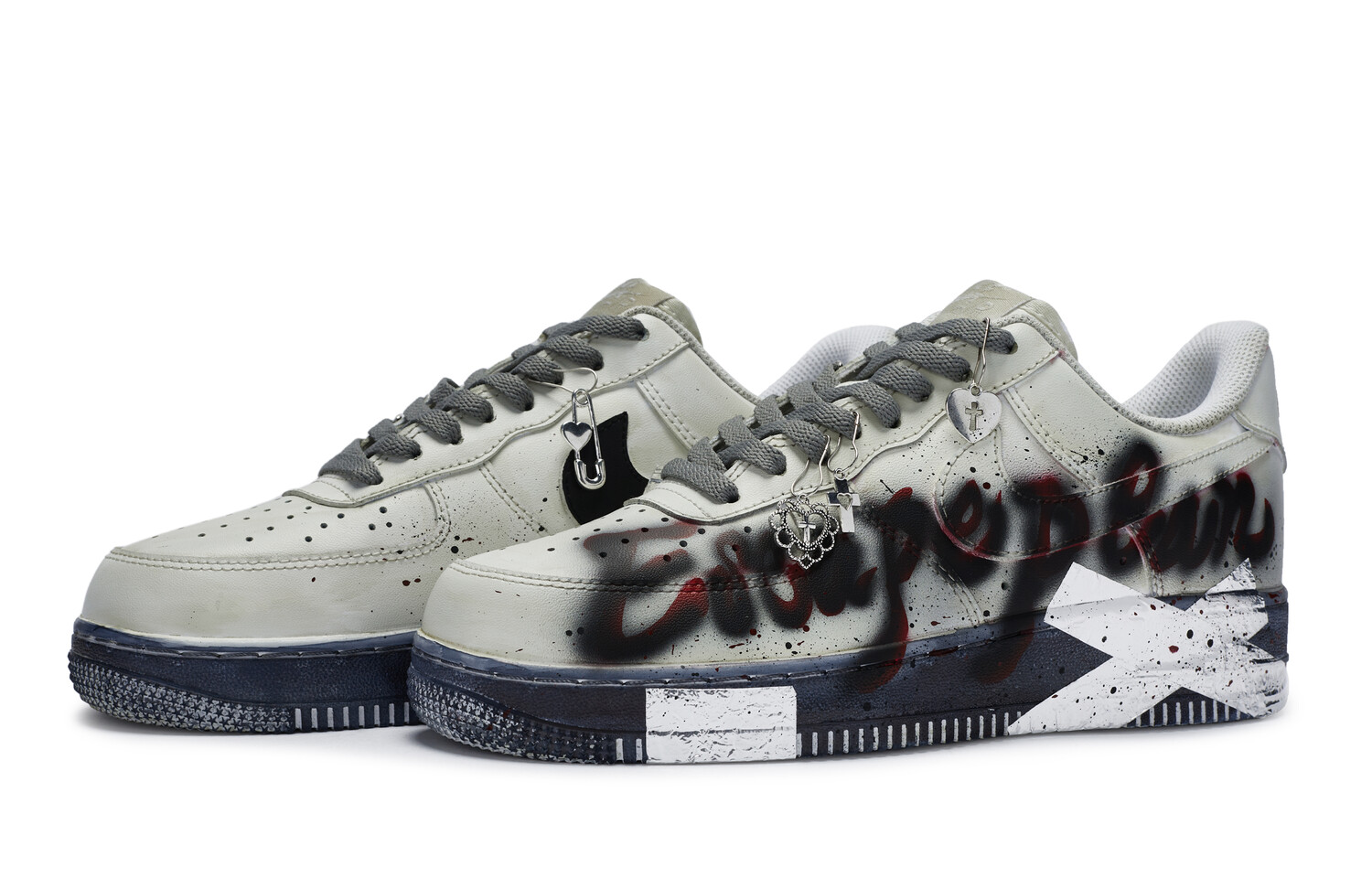 Кроссовки Nike Air Force 1 Skateboarding Shoes Women's Low-top Grey/black, бежевый/серый/черный