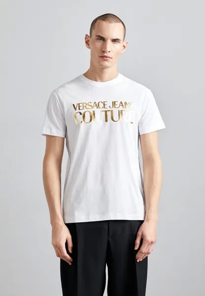 Футболка с принтом Logo Versace Jeans Couture, цвет white/gold