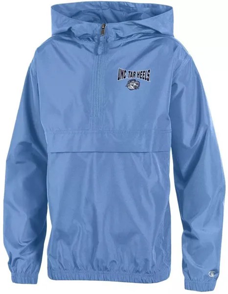 Молодежная куртка Champion North Carolina Tar Heels Carolina Blue, компактный пуловер с молнией 1/4