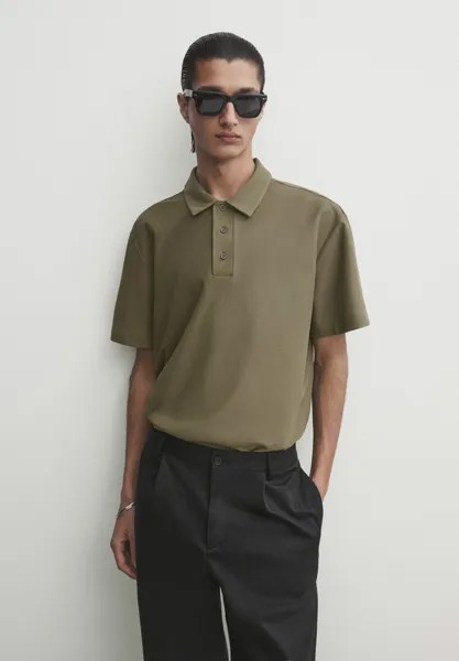 Рубашка-поло SHORT SLEEVE DIAGONAL Massimo Dutti, цвет khaki