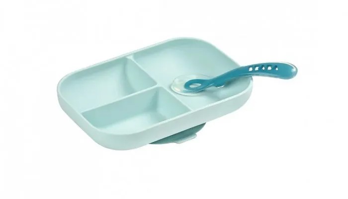 Beaba Набор посуды тарелка ложка Set repas silicone avec ventouse