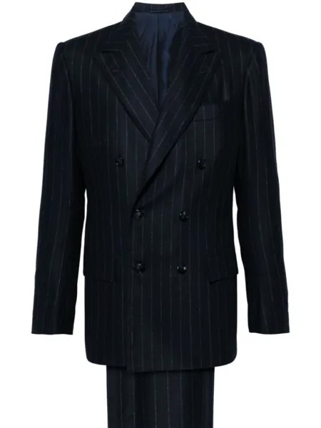Костюм в полоску с двубортным пиджаком Kiton, синий