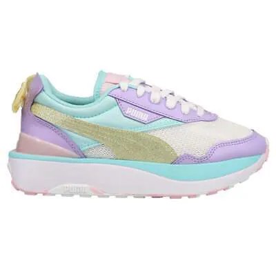 Молодежные кроссовки Puma Cruise Rider Bon Bon на шнуровке для девочек синие, фиолетовые, белые, повседневные