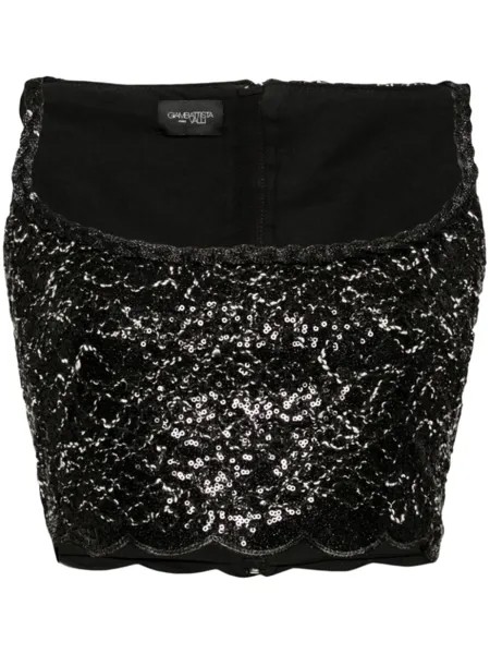 Giambattista Valli топ с фестонами и пайетками, черный