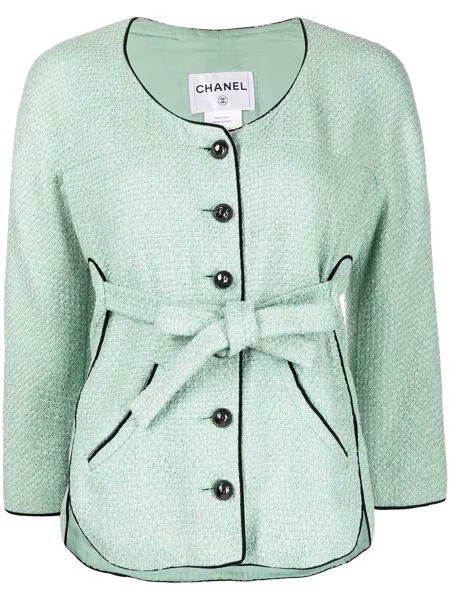 Chanel Pre-Owned tweed single-breasted belted jacket
