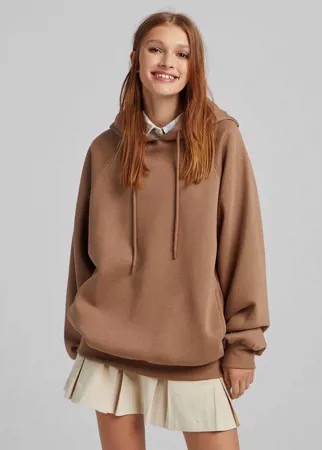 Oversize-худи бежевого цвета Bershka-Розовый цвет