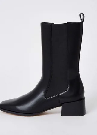 Черные высокие ботинки с вставками River Island-Черный