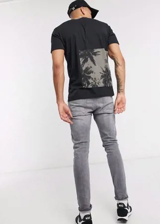 Черная футболка с принтом на спине Selected Homme-Черный