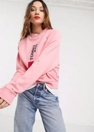 Свитшот из переработанных материалов с логотипом Tommy Jeans-Розовый