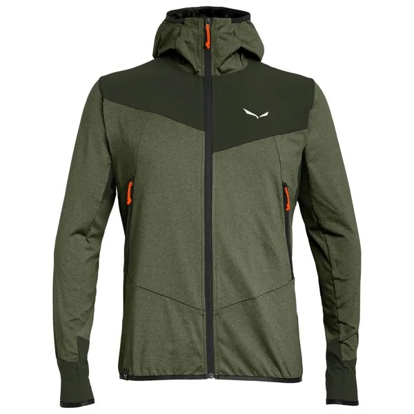 Флисовая жилетка Salewa Agner Hybrid Polarlite Durastretch Fullzip Hoody, цвет Dark Olive Melange/0910
