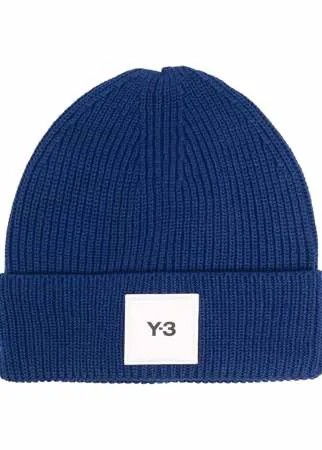 Y-3 шерстяная шапка бини с нашивкой-логотипом
