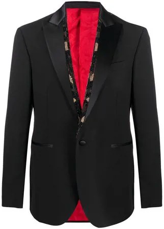 Versace пиджак с атласными лацканами и бисером