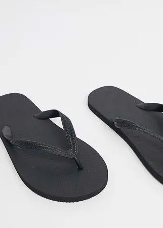 Черные шлепанцы ASOS DESIGN Wide Fit-Черный цвет