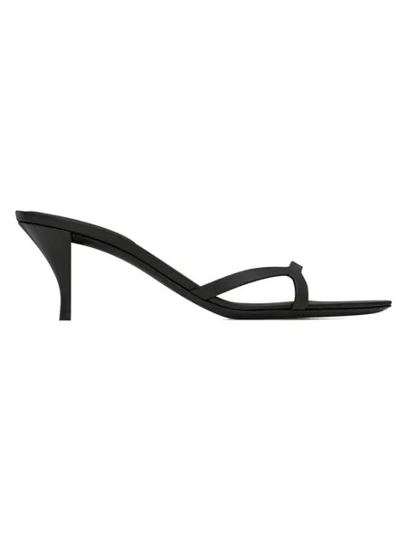 Туфли-мюли на каблуке Carla из гладкой кожи Saint Laurent, неро