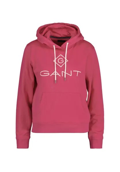Женская худи - Lock Up Sweat Hoodie, свитер с капюшоном, вышивка логотипа GANT, розовый