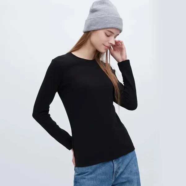 Лонгслив Uniqlo Heattech Ultra Warm Thermal Top, чёрный