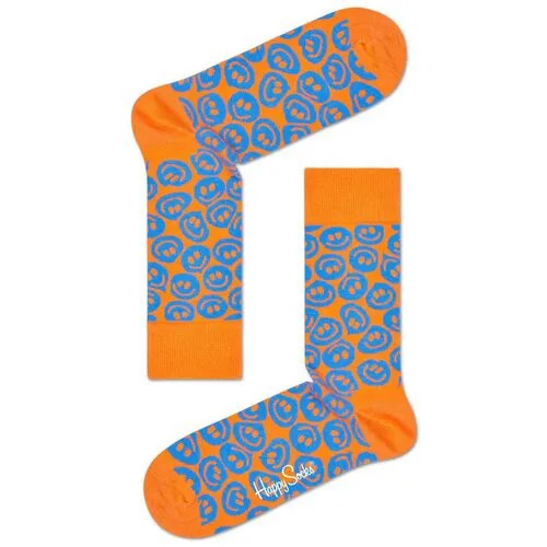 Носки Happy Socks, размер 41-46, оранжевый, мультиколор, голубой