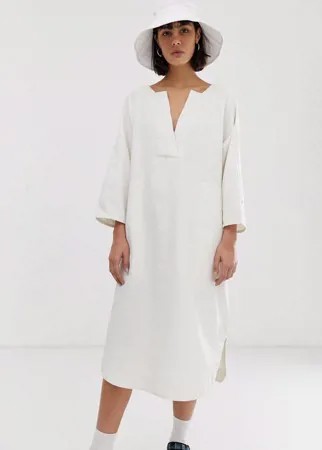 Белое джинсовое платье Weekday Recycled Edition-Белый