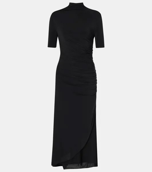 Платье миди асимметричного кроя с драпировкой Alaïa, цвет noir alaia