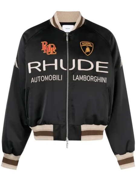 RHUDE атласный бомбер из коллаборации с Lamborghini, черный