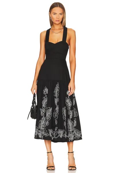 Платье миди Karina Grimaldi Serena Embroidered, черный