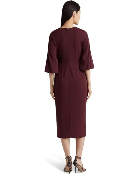 Платье LAUREN Ralph Lauren Stretch Jersey Tie Front Midi Dress, цвет Vintage Burgundy