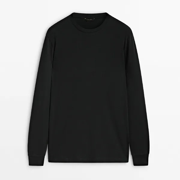 Лонгслив Massimo Dutti Cotton, черный