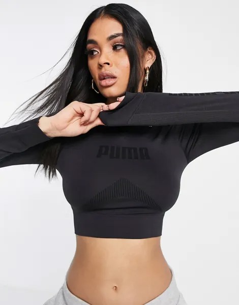 Черный укороченный лонгслив Puma Evoknit