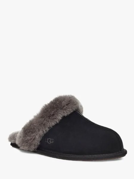 Тапочки UGG Scuffette из овчины и замши, черные