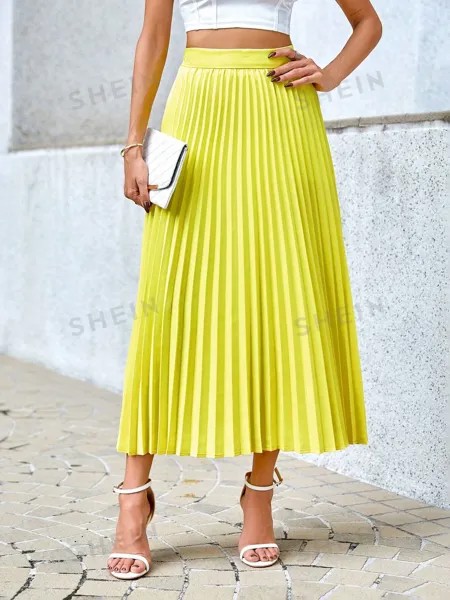 SHEIN Privé однотонная повседневная плиссированная юбка, многоцветный