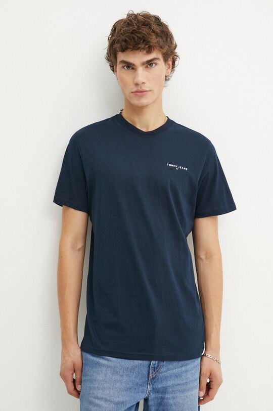 Хлопковая футболка Tommy Jeans, темно-синий