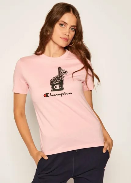 Футболка с цифровым принтом Champion Basketball Logo Женская розовая футболка Спортивная одежда Топ