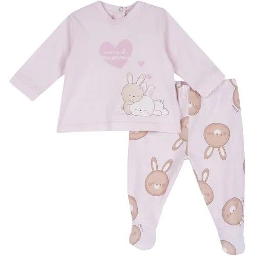 Комплект кофта с ползунками Chicco, цвет розовый, размер 074
